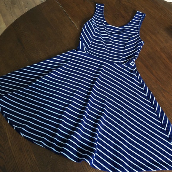 Lush Dresses & Skirts - Lush Fit & Flare Skater Dress Navy Stripe Sz Small